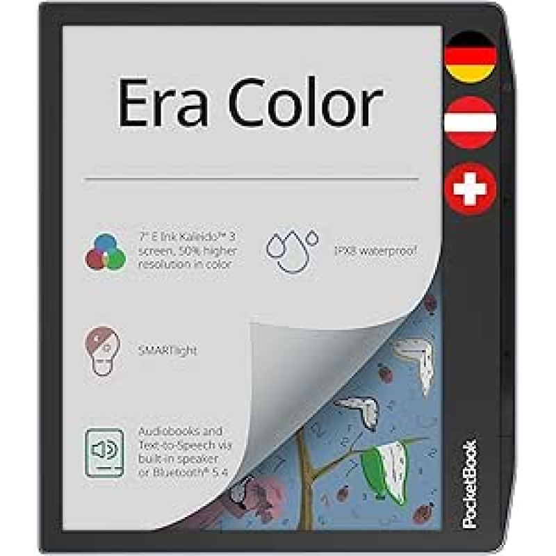 PocketBook Era Color E-Reader, 7 Inch E-Ink Colour Display, 32 GB, Bluetooth, Waterproof, Grey - DE/at/CH Version