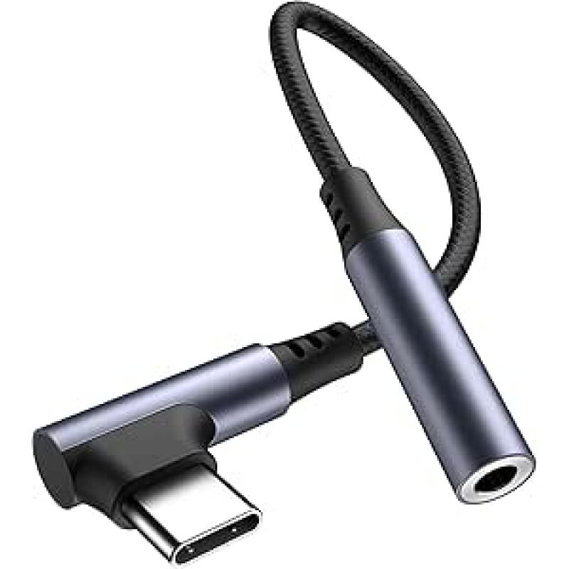 USB C auf 3,5 mm-Klinkenstecker, 90 Grad, Typ C auf 3,5 mm Kopfhörer, Aux, digitaler Audio-Kopfhörer-Adapter, Aux auf USB-C-Kopfhörer-Adapter für Samsung Galaxy Pixel, iPad Pro, Huawei, Xiaomi (lila)