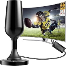 DVBT2 Antenna with Amplifier Indoor Antenna, DVBT Antenna, HDTV Indoor Antenna for TVs with Strong Magnetic Base - Supports 4K 1080P - All TVs DAB/UHF/VHF