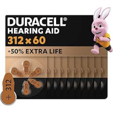 Duracell Hearing Aid Batteries Size 312, Pack of 60 [Amazon Exclusive]