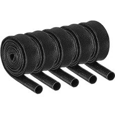 QUARKZMAN 10 kabelių rankovių pakuotė, juoda, 7 mm vidinio skersmens, 1 m ilgio, apsauginė žarna nuo karščio, silikoninė, stiklo pluošto žarna kabeliams tvarkyti, savaime užsidaranti, silikoninė, stiklo pluošto žarna kabeliams tvarkyti