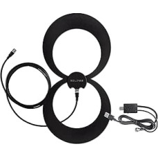 Antennas Direct ClearStream Eclipse 2 Amplified UHF Indoor TV Aerial, Reversible, 60+ Miles Range - with 12ft Cable, Jolt Switch Amplifier