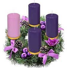 Violetinis lankas Advento vainiko žiedo žvakių laikiklis stulpinėms Advento žvakėms - didelis dydis - Kalėdų Advento vainikų žvakių laikiklis - Advento žvakių dekoracijos - Advento dovanos