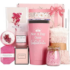 TOPCHANCES Dovanos moterims, gimtadienio dovana draugei, 20 uncijų nerūdijančio plieno vyno taurė su kojinėmis, dovanų dėžutė, aromaterapinis vonios rinkinys seseriai, žmonai, dovanos moterims