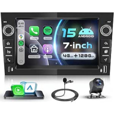 4G+128G Autoradio Android 15 Schwarz für Opel Corsa C/D Zafira B Astra H Meriva Vivaro Signum Combo, 7'' IPS jutiklinis ekranas su Carplay Android Auto GPS Wi-Fi USB/Typ-C Bluetooth FM RDS Kamera
