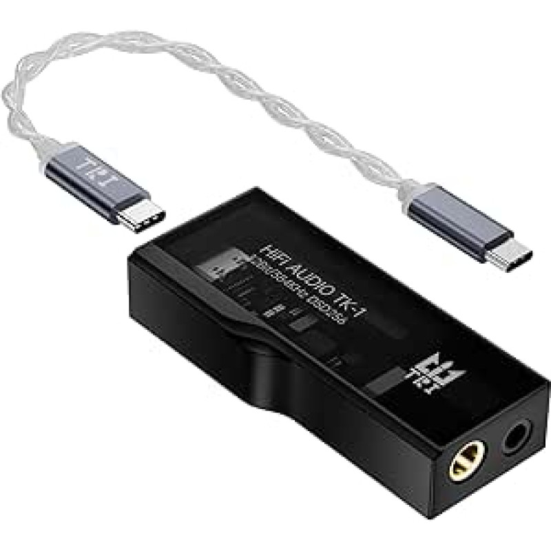 TRI TK1 Nešiojamasis USB DAC/AMP ausinių stiprintuvas Dvigubas CS43131 DAC 32Bit/384kHz DSD256 Dongle DAC, skirtas HiFi garso aparatūrai, su C tipo adapterio kabeliu, skirtu 3,5 mm/4,4 mm ausinių lizdu