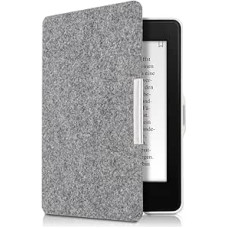 kwmobile Case for Amazon Kindle Paperwhite - Book Style Felt Fabric Protective e-Reader Cover Folio Case - (for 2017 and older) Light Grey