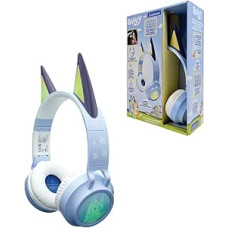 Lexibook, Foldable Bluetooth and Wired Lighting Headphones with 3D Design from the Bluey Universe, Blue, HPBT015BY