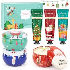 Kalėdų žvakių dovanų rinkinys moterims, rankų žvakių rinkinys, aromaterapinės žvakės namams, kelioninis dydis, rankų losjonas sausoms sutrūkinėjusioms rankoms, padėkos dovana Kalėdoms, namų dekoravimas