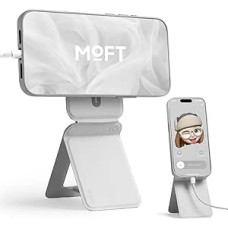 MOFT Mobile Phone Tripod Stand, Magnetic Mobile Phone Stand Tripod for Smartphone, Movas Vegan Leather Mini Tripod for iPhone 17/16/15/14/13/12 Series with Angle Adjustment & Strong Magnets (Misty