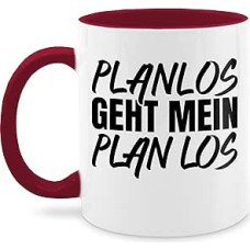 Puodelis 325 ml - Pareiškimas - Planlos geht mein Plan los - 325 ml - Bordeaux Red - Kavos puodeliai Posakiai Pareiškimai apie kavos puodelį Pareiškimas Puodelis Laimingų Naujųjų metų kavos puodelis Naujųjų metų arbatos puodelis