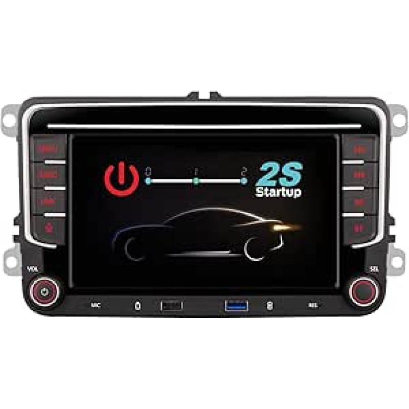 CarPlay Android IPS jutiklinio ekrano automobilinis radijas - Clean Linux sistema, AM/FM RDS radijas, BT, dvigubas USB prievadas, suderinamas su VW Passat, Golf MK5, Jetta, Caddy, EOS, Tiguan