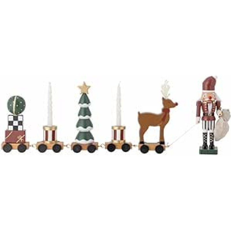 Bloomingville Vadim Kalėdų traukinio stalo dekoracija su Kalėdų figūrėlėmis kaip dekoratyvinė žvakidė jaukiai atmosferai sukurti, žalia (Kalėdų Senelis)