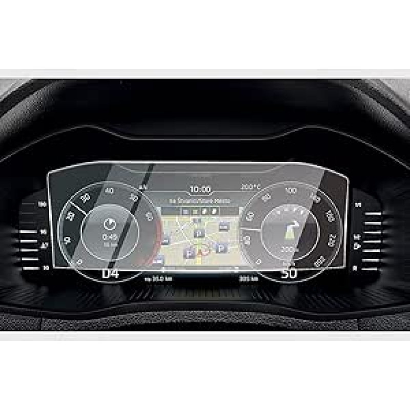 CDEFG Suderinama su Skoda Superb Kodiaq 2019-2023 / Karoq Kamiq Octavia 4 2019-2024 2025 prietaisų skydelio apsauginė plėvelė 9H atspari įbrėžimams 10,25 colių automobilinė grūdinto stiklo ekrano apsauga