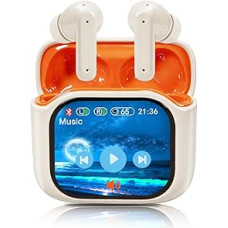 In-Ear Headphones, Bluetooth Headphones, ANC Wireless Headphones with Touch Screen, Bluetooth 5.4, ANC Noise Cancelling, In-Ear Buds with Screen, Hi-Fi Stereo & Touch Control (Orange)