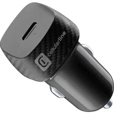Cellularline - USB-C Car Power 20W - 20W USB-C Car Charger - Automatic 12V/24V Cigarette Lighter Adapter - Overload and Short Circuit Protection - Black