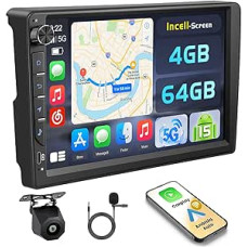 Hikity Android 15 4+64GB Autoradio für Citroen Berlingo 2015-2018/Peugeot Partner 2008-2019 mit 9'' Incell Touchscreen,mit Wireless Carplay Android Auto, FM/RDS Radio BT GPS WiFi Rückfahrkamera + MIC