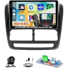 4+64G Android 15 automobilinis radijas Fiat Doblo 2010-2015/Opel Combo 2011-2018 Carplay Android Car Roinvou, 9 colių automobilinis radijas Incell Touchscreen su GPS Bluetooth EQ WiFi RDS FM SWC MIC atbulinės eigos kamera