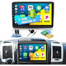 CAMECHO 2+64G 9 Inch Android 13 Car Radio for Fiat Ducato 2010/Citroen Jumper/Peugeot Boxer, Wireless Carplay Android Car Bluetooth Radio 2Din with WiFi GPS FM/RDS Mirror Link + Reversing Camera