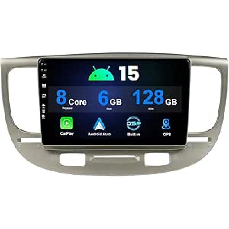 6GB + 128GB 9 Zoll IPS Autoradio Android 15 Für Kia Rio 2 (2005-2011) GPS Navigation WiFi Carplay DSP SWC BT 360 Kamera Fast Boot