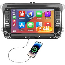 Hikity Qualcomm Snapdragon 8 Core 4+64G Android 15 Car Radio for VW Golf 5 6 Passat Polo Tiguan Touran Caddy Skoda Wireless CarPlay Android Car IPS Screen 7 Inch BT5.1 GPS WiFi FM RDS SWC DSP