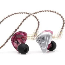 LINSOUL KZ ZSX 5BA+1DD 6 draiverių hibridinės vidinės Hi-Fi ausinės su cinko lydinio priekine plokštele ir 0,75 mm, 2 kontaktų nuimamu kabeliu, skirtos audiofilams (be mikrofono, violetinės spalvos)