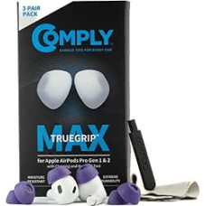 Comply TrueGrip Max Replacement Memory Foam Eartips for Apple AirPods Pro 1 & 2, Long Lasting Comfort, Maximum Durability, Secure Fit, Excellent Noise Isolation, Purple (S/M/L