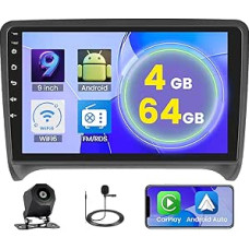 5G WiFi 4 + 64G Android Car Radio for Audi TT 8J MK2 2008-2014 Wireless Carplay Android Car, 9 Inch IPS Screen Car Radio with Navigation Bluetooth DSP FM/RDS SWC Reversing Cam