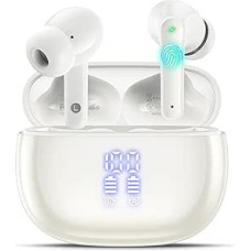 ZIUTY Kabellose Bluetooth 5.3 Ohrhörer, 48H Spielzeit Sport Kopfhörer, IPX7 Wasserdicht Leichte Ohrhörer mit HD-Sound, sichere Passform für Laufen, Fitnessstudio & den täglichen Gebrauch - Elfenbein