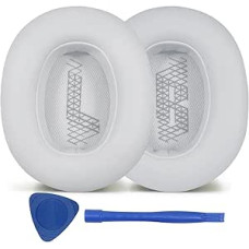 Ersatz-Ohrpolster für JBL E65 (E65BT E65BTNC)/Live 650 (650NC 650BTNC)/Live 660 (660NC 660BTNC)/Duet NC Over-Ear-Kopfhörer, weiche Leder-Ohrpolster, geräuschisolierender Schaumstoff, Weiß