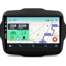 [2GB + 32GB] Android 13 automobilinis radijas su navigacijos sistema Jeep Renegade (2015-2018) 9 colių jutiklinis ekranas, nemokama kamera, DAB/GPS/valdymas vairuojant/MirrorLink/Bluetooth 5.0/WiFi/USB/4G/CarPlay