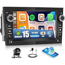 CAMECHO 4+128G Android 15 navigacijos automobilinis radijas Opel Astra Antara Vectra Corsa Zafira Meriva Combo su galinio vaizdo kamera, 7 colių belaidis Carplay radijas su Bluetooth Android FM RDS GPS WiFi