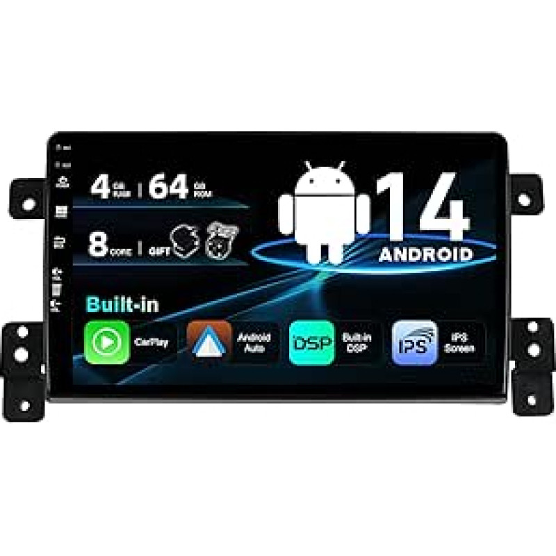 SXAUTO Android 13 IPS automobilinis radijas, tinkamas Suzuki Grand Vitara (2005-2015 m.) - Integruotas Carplay/Android Car/DSP - atbulinės eigos kamera + MIC - 4G + 64G - DAB 360 kamera SWC Fast-Boot AHD 4G BT - 2 DIN 9