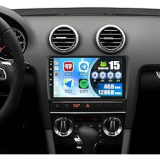 4 + 128 GB Android 13 Car Radio for Audi A3/S3/RS3 2003-2013 with Wireless Carplay & Android Car, 9 Inch Incell Touchscreen with Mirror Link EQ GPS WiFi Bluetooth FM/RDS SWC AHD Rear View Camera + MIC