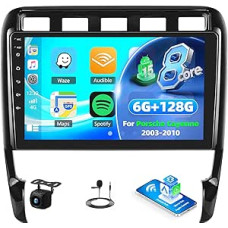 6+128G 8 Core Car Radio Android 15 for Porsche Cayenne 2003-2010 with Wireless CarPlay Android Car, 9 Inch Car Radio Bluetooth with Screen, GPS/WiFi, SWC, DSP/EQ/FM/RDS/MIC+Reversing Camera