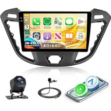 Rimoody 4G+64G Autoradio Android für Ford Transit Custom Tourneo 2013-2018（Mit Bildschirm） 9 Zoll HD Autoradio mit Wireless Carplay Android Auto GPS Mirror Link Bluetooth FM/RDS/EQ Lenkradsteuerung