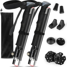 Sulankstomos žygio lazdos, trekingo lazdos, itin lengvos teleskopinės reguliuojamos 110-130 cm, aliuminio šiaurietiškojo ėjimo lazdos, moterims ir vyrams su 8 vaikščiojimo lazdomis, guminis buferis, skirtas žygiams