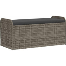 Lauko sandėliavimo skrynia Suoliukas Sandėliavimo dėžė su pagalvėle Pilka 115 x 51 x 52 cm Polyrattan