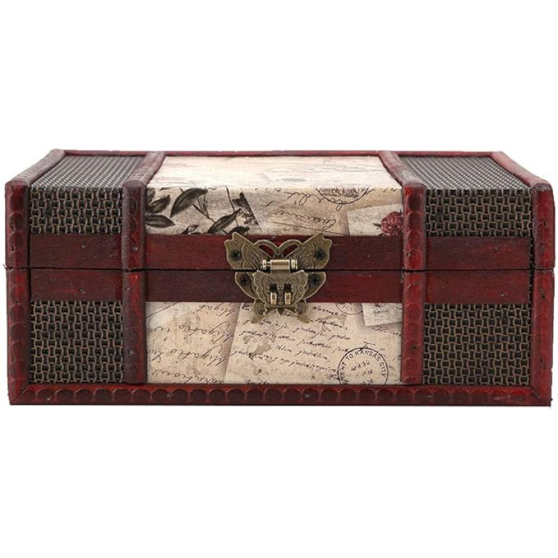 Buachois derliaus medinių lobių skrynia 23 x 16 x 10 cm maža Kinijos stiliaus antikvarinių dekoratyvinių papuošalų žaislų skrynia piratų dėžutė namų apdailai organizavimo dėžutė