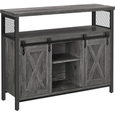 VASAGLE Sideboard, Kitchen Cabinet, Storage Cabinet with 2 Sliding Doors, 33 x 100 x 80 cm, Adjustable Shelves, Country House Style, for Living Room, Anthracite Grey/Black LSC092B04