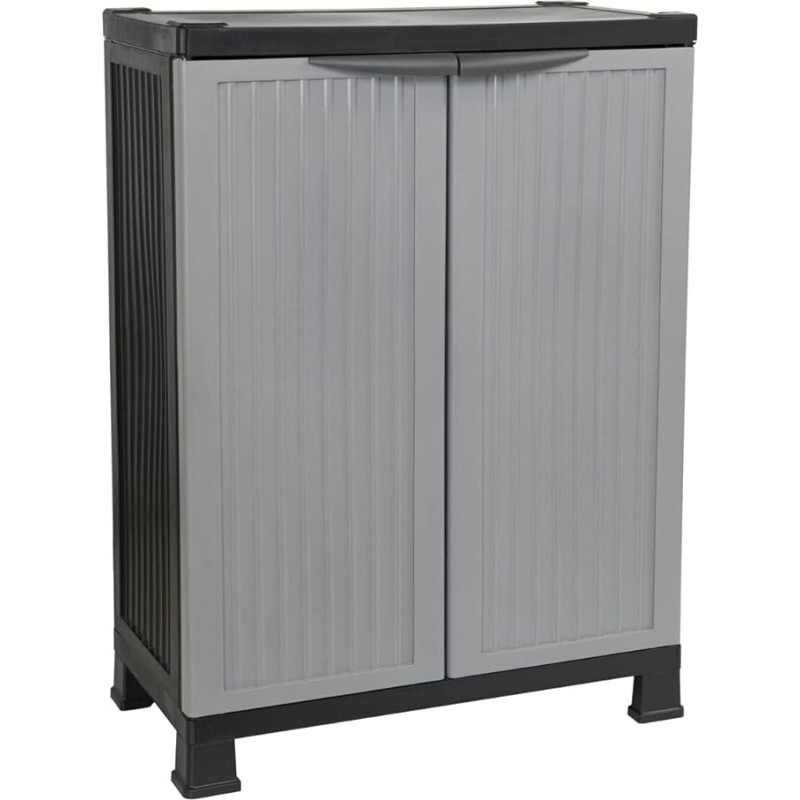 ORION91 - Pilka arba juoda dervos spintelė vidaus lauko sodo terasoje 1 lentyna 2 durys 30 kg maksimali apkrova 39 x 68 x 92 cm