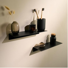 Designfabrik Hamburg Wall Shelf No Drilling | Shower Shelf Self-Adhesive | Shelf for Bathroom, Guest Bathroom, Kitchen | Modern Design | 30 cm | Black Double Pack