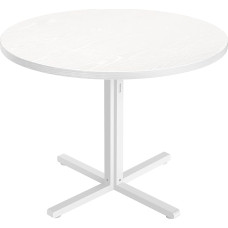 VASAGLE Apvalus valgomojo stalas Mažas virtuvės stalas 4 žmonėms Kaimiško stiliaus vandeniui atsparus paviršius 80 cm D 74,8 cm H valgomojo kambarys Svetainė Sniego baltumo KDT082W01