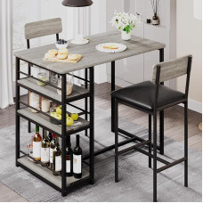 3 dalių baro stalas su baro kėdžių komplektu, valgomojo stalas su 3 lentynomis ir 2 paminkštintomis baro kėdėmis su atlošu, pramoninis baro stalas, virtuvės stalo sėdimųjų vietų komplektas valgomajam, virtuvei, svetainei