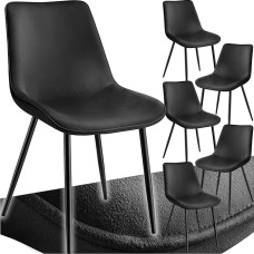 tectake® Dining Room Chairs, Set of 6, Velvet Fabric Chairs with Backrest, Ergonomic Dining Chairs, Comfortable Kitchen Chair, Dining Chair, Cocktail Chair for Lounge, Dining, Kitchen Table - Black