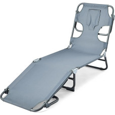 Amazon Basics Outdoor Lounge Chair Folding Design with Multi-Angle Backrest Grey 1 Pack