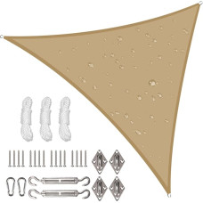 Vandeniui atspari saulės atspalvio burė su virvės tvirtinimo rinkiniais, 3x3x3m, trikampio saulės atspalvio burė 98% UV bloko baldakimas sodo terasai Smėlis