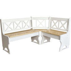 koma Pušies kampinis suolas iš medžio masyvo 