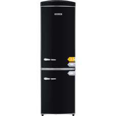 SEVERIN RKG 8998 [EEK E] Dvigubų durelių šaldytuvas ir šaldiklis retro dizaino su chromo detalėmis, 