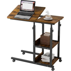 Šoninis staliukas su ratukais Kavos staliukas Reguliuojamo aukščio nešiojamojo kompiuterio stalas Stalviršis gali būti apverstas Nakties staliukas Medinis stalas Svetainės stalas Senovinis rudas lovos stalas Sofos stalas C formos 80 x 40 cm